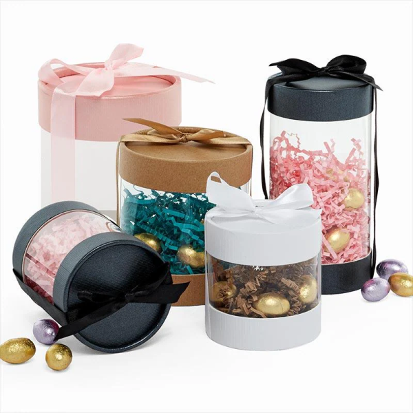 Customized Ribbon Bow Transparent Window Gift Box