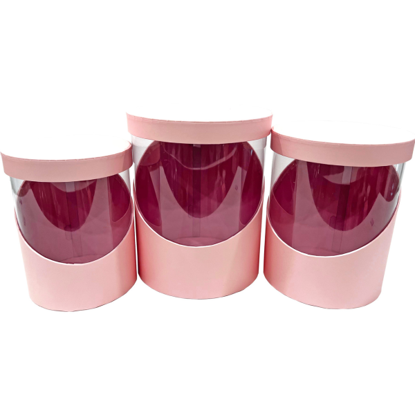 Romantic Pink Custom Large Window Cylindrical Paper Box