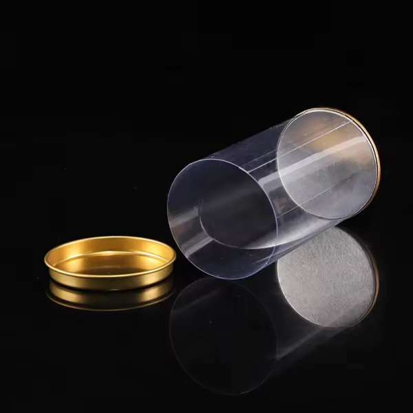 Luxury Gold-capped Custom Transparent Cylindrical Packaging Tube