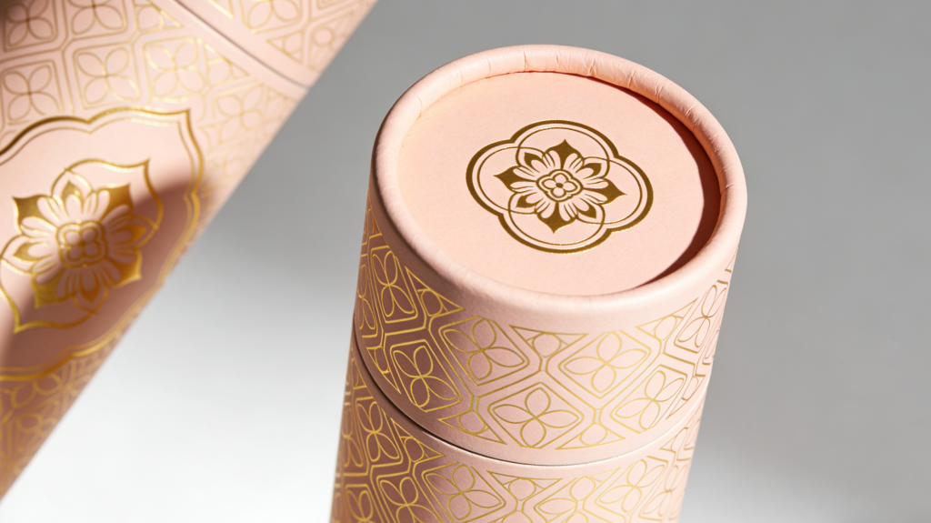 Custom paper tube packaging with branded design