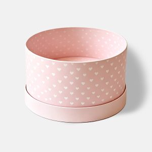 Sweet Pink Heart Pattern Round Gift Box