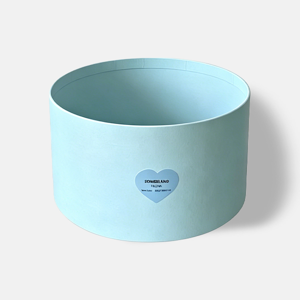 Fresh Mint Green Round Gift Box with Custom Blue Heart Label
