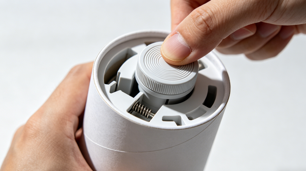 push and turn child resistant tube mechanism