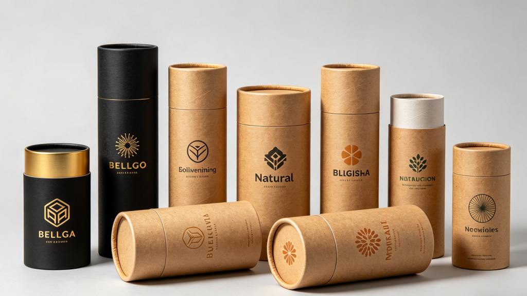 custom printed paper tube packaging with logo and design
