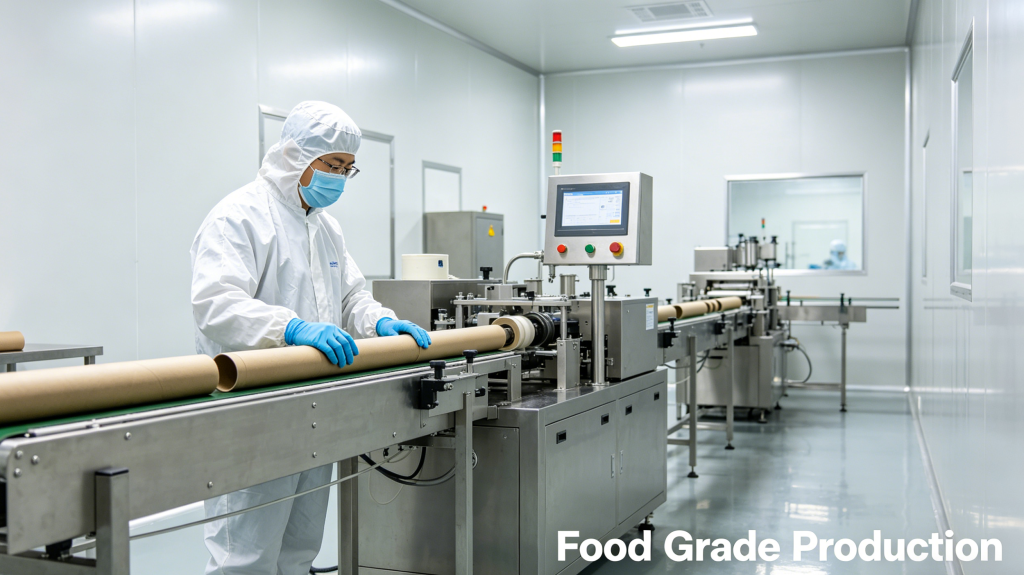 Hygienic production of food-grade paper tubes
