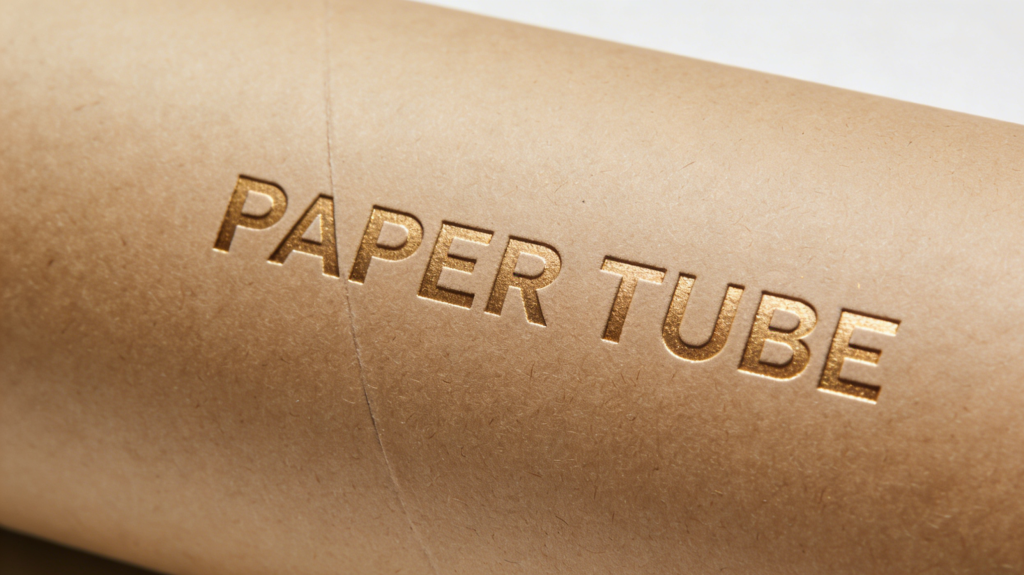 minimalist packaging with clean typography on paper tube