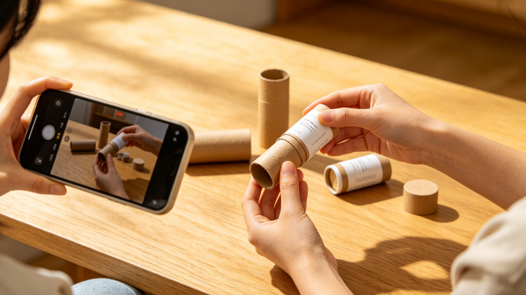 customer sharing paper tube unboxing on social media