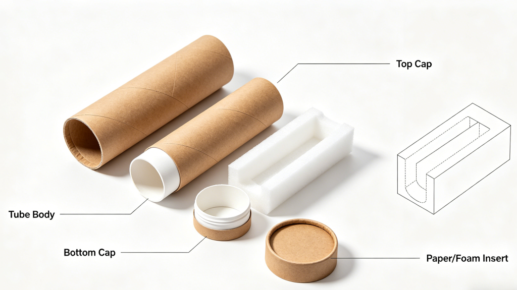 Structure of paper tube packaging with lid and base for candles