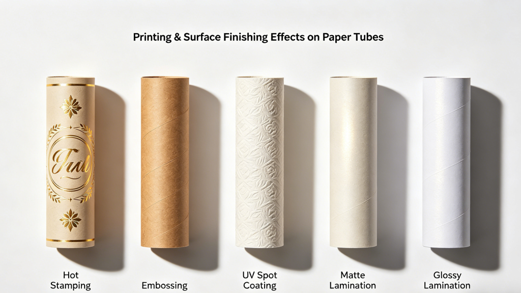 printing and finishing options for custom paper tube packaging