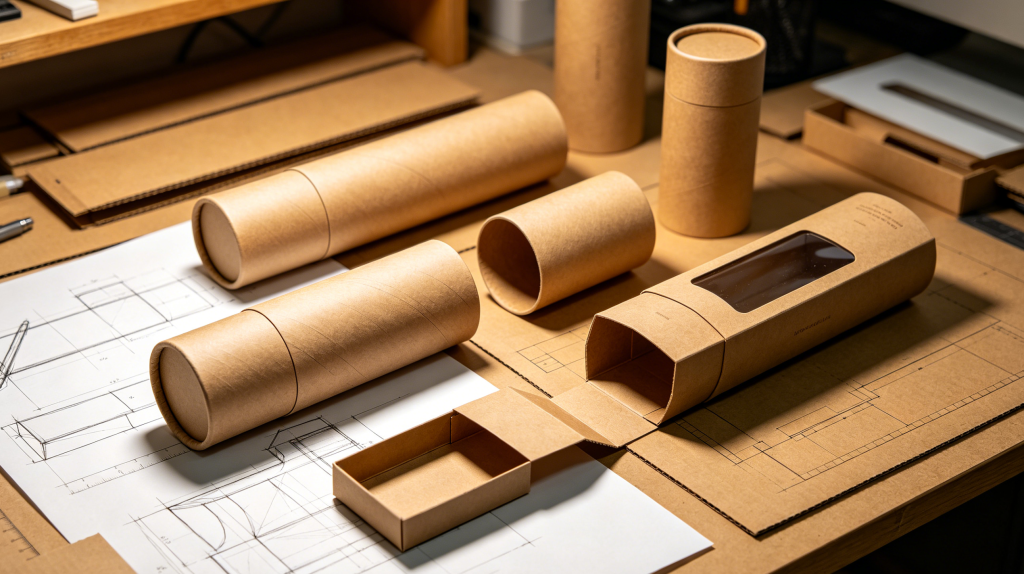Creative paper tube packaging structures with unique opening styles