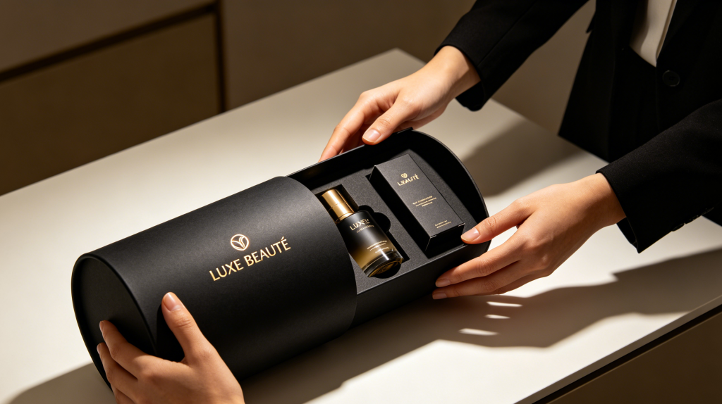 Luxury paper tube packaging unboxing experience