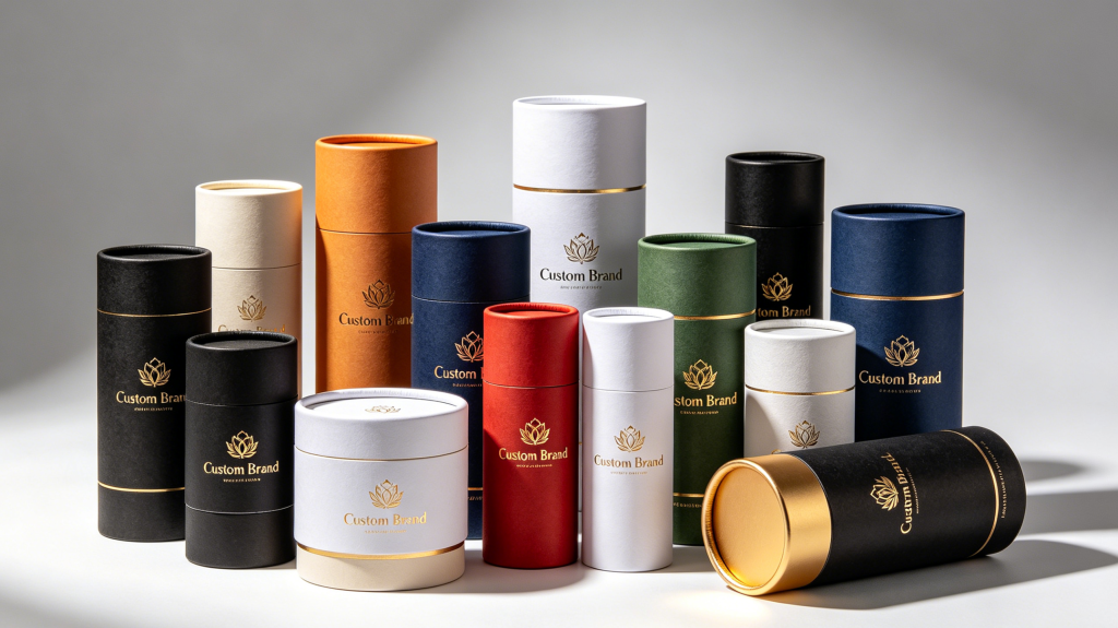 Custom printed paper tube packaging with premium finishing