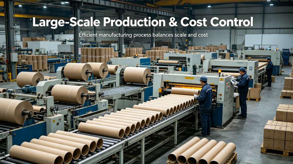 bulk production of custom paper tube packaging in factory