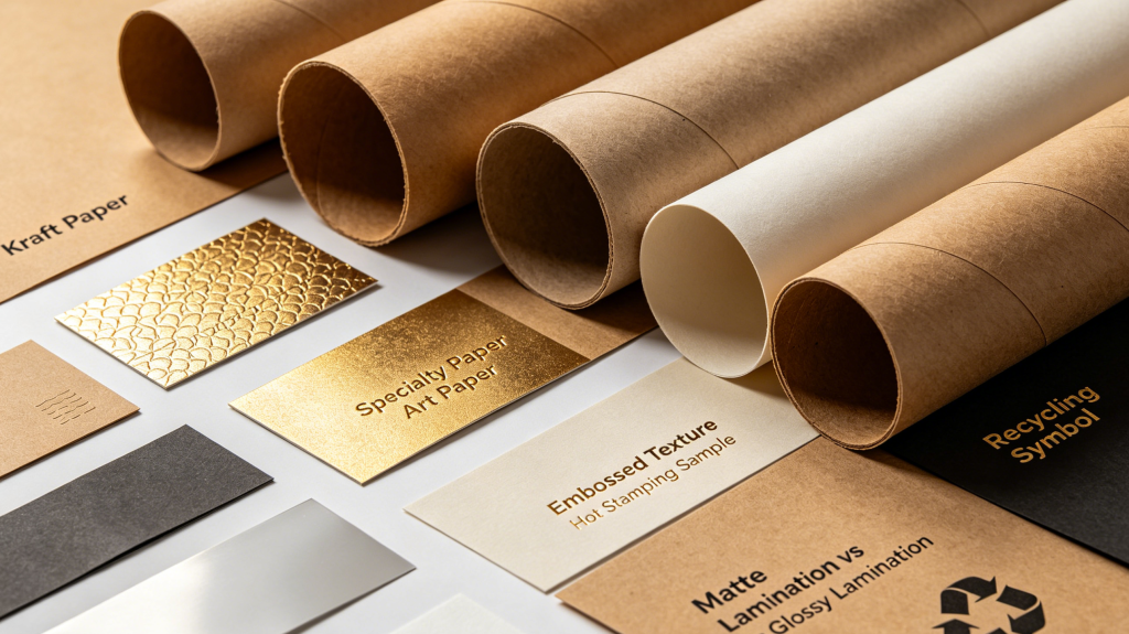 Paper tube packaging materials and premium finishing samples