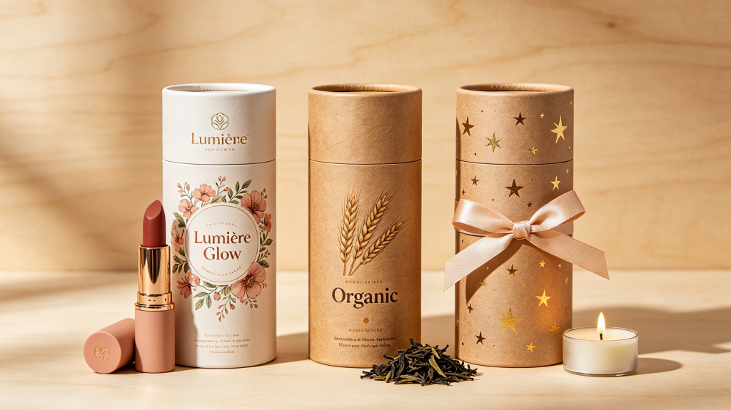 Custom printed kraft paper tubes with logos and patterns