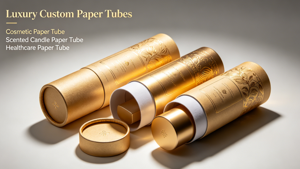 Luxury custom printed paper tubes with premium branding design