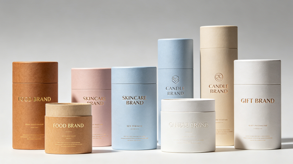 Custom round paper tubes with unique branding and premium printing