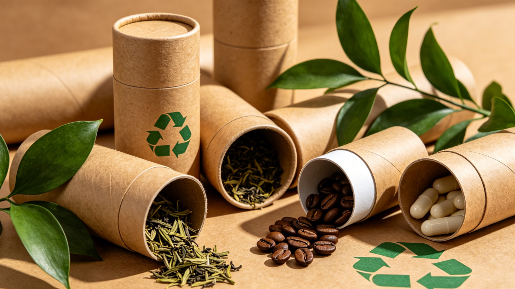 Eco-friendly paper tube packaging made from recycled kraft paper