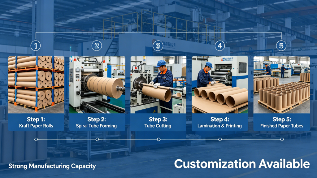 Manufacturing process of custom cardboard tube packaging