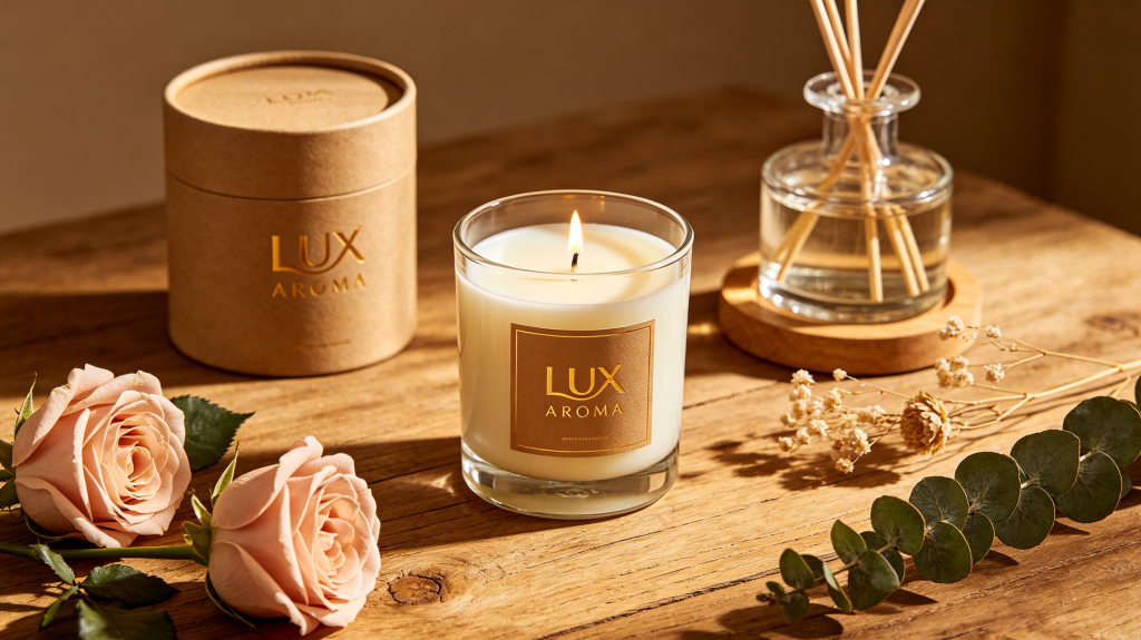 Recyclable paper tube packaging for luxury candle brands