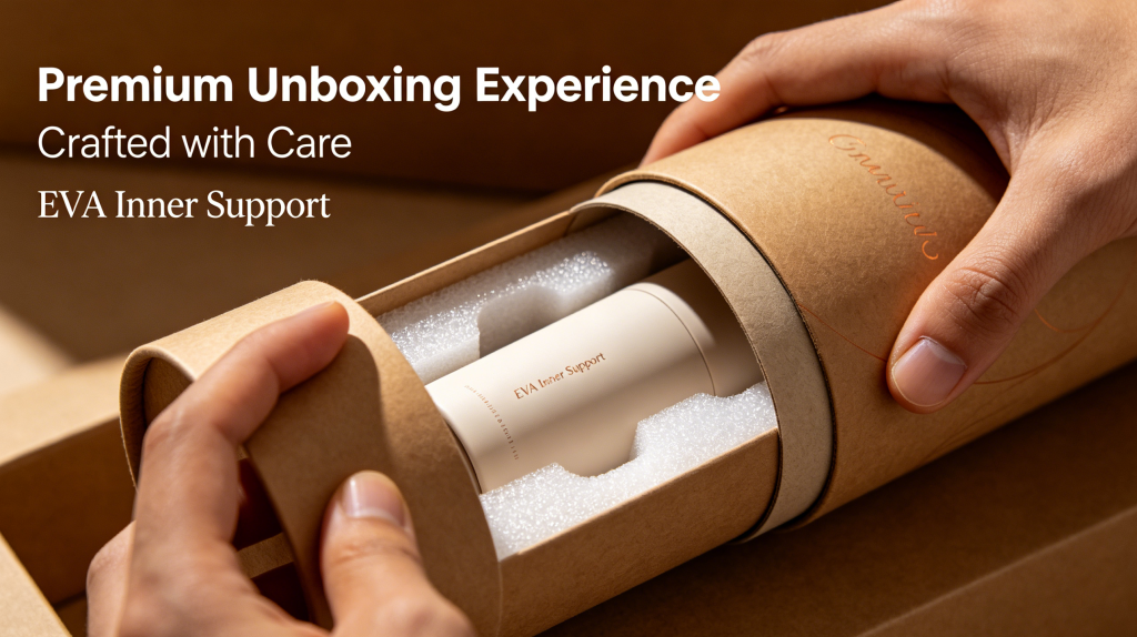 Customer unboxing custom paper tube packaging product