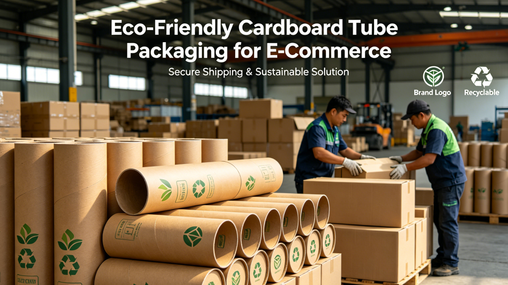 Recyclable cardboard tube packaging for e-commerce shipping
