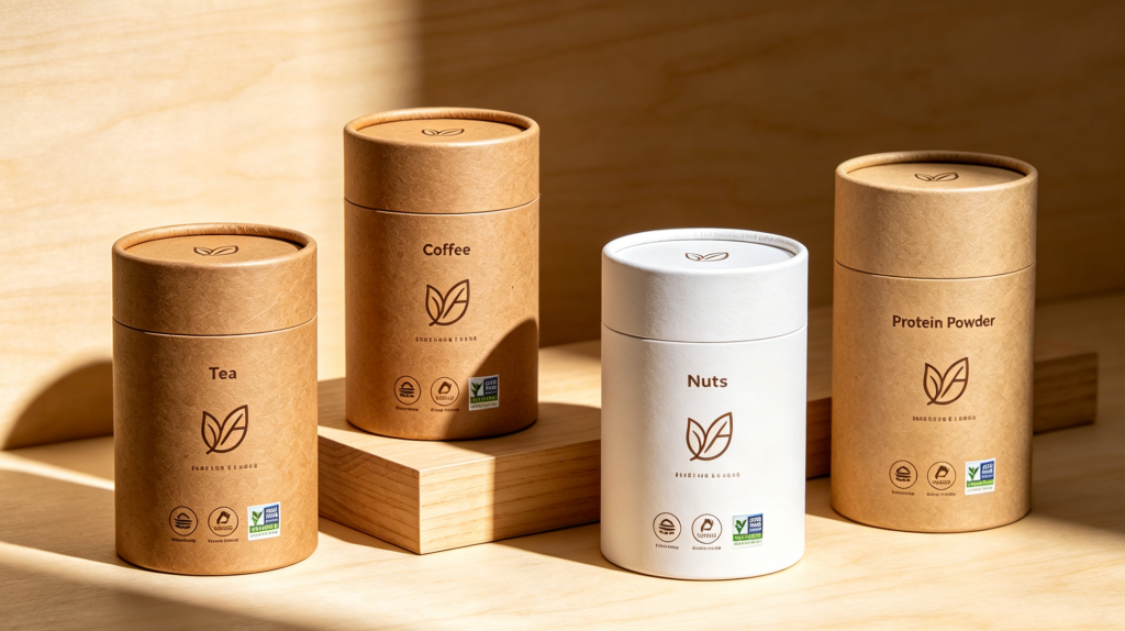 Sustainable paper tube packaging for food and beverage products